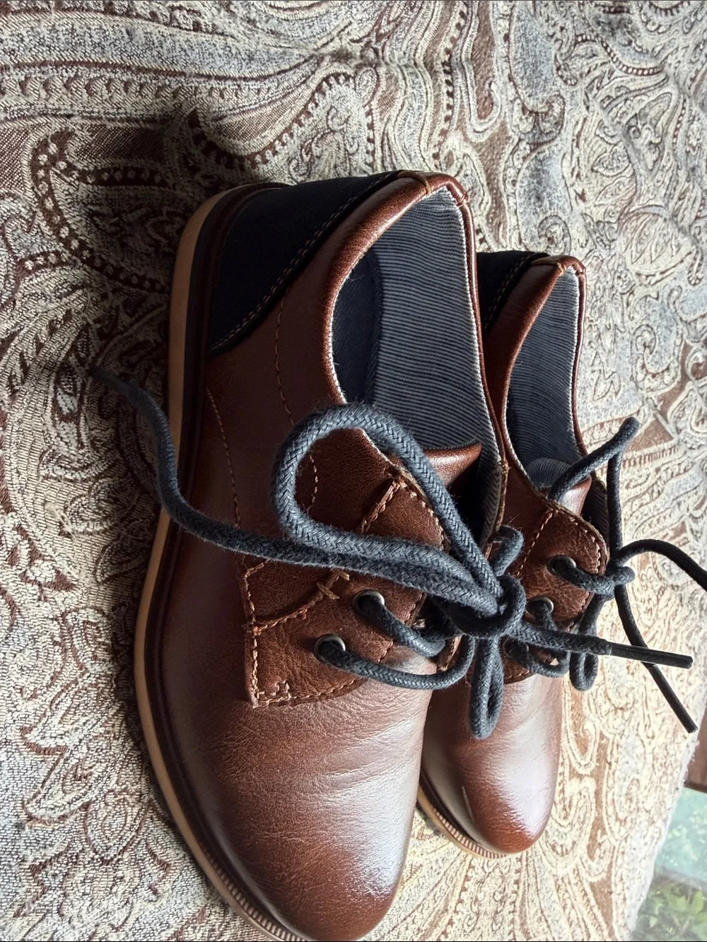 Kids Brown Dress Lace-Up Shoes